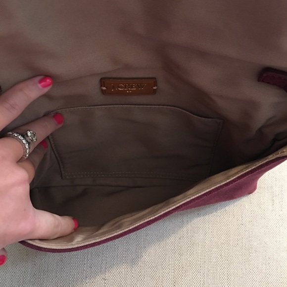 J. Crew Aubergine Suede Clutch w/ Shoulder Strap - Picture 7 of 8